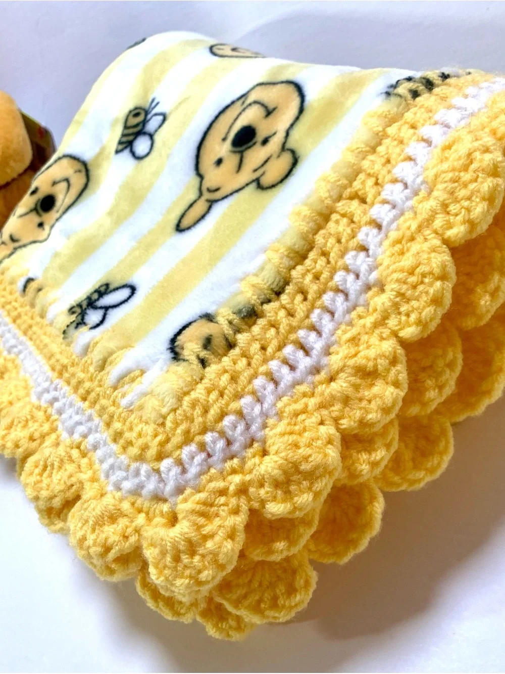 Disney Winnie the Pooh and Bees Crocheted Baby Blanket & Plush Set - Picture 4 of 11